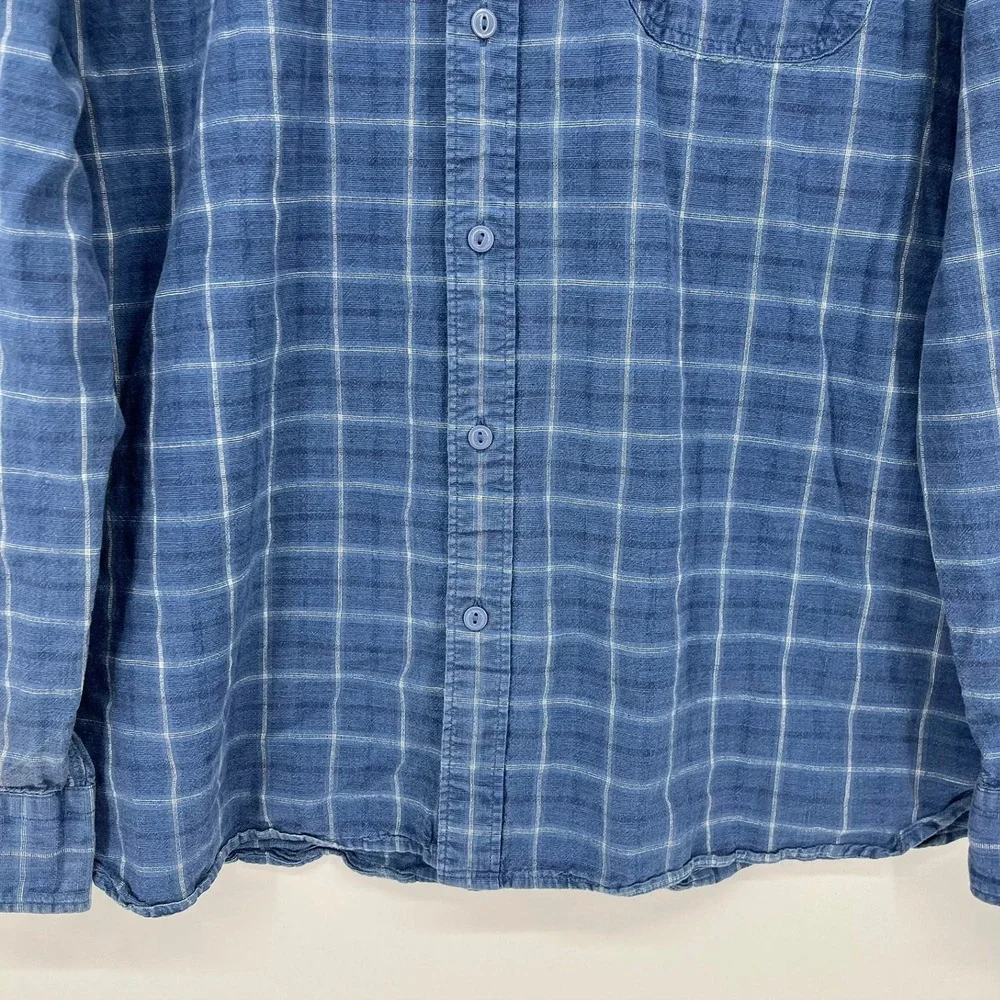 Levis Mens Blue Windowpane Plaid Button Down Shirt Standard Fit XL